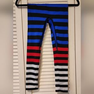 K Deer Kids Stripe Leggings Red Grey and Blue